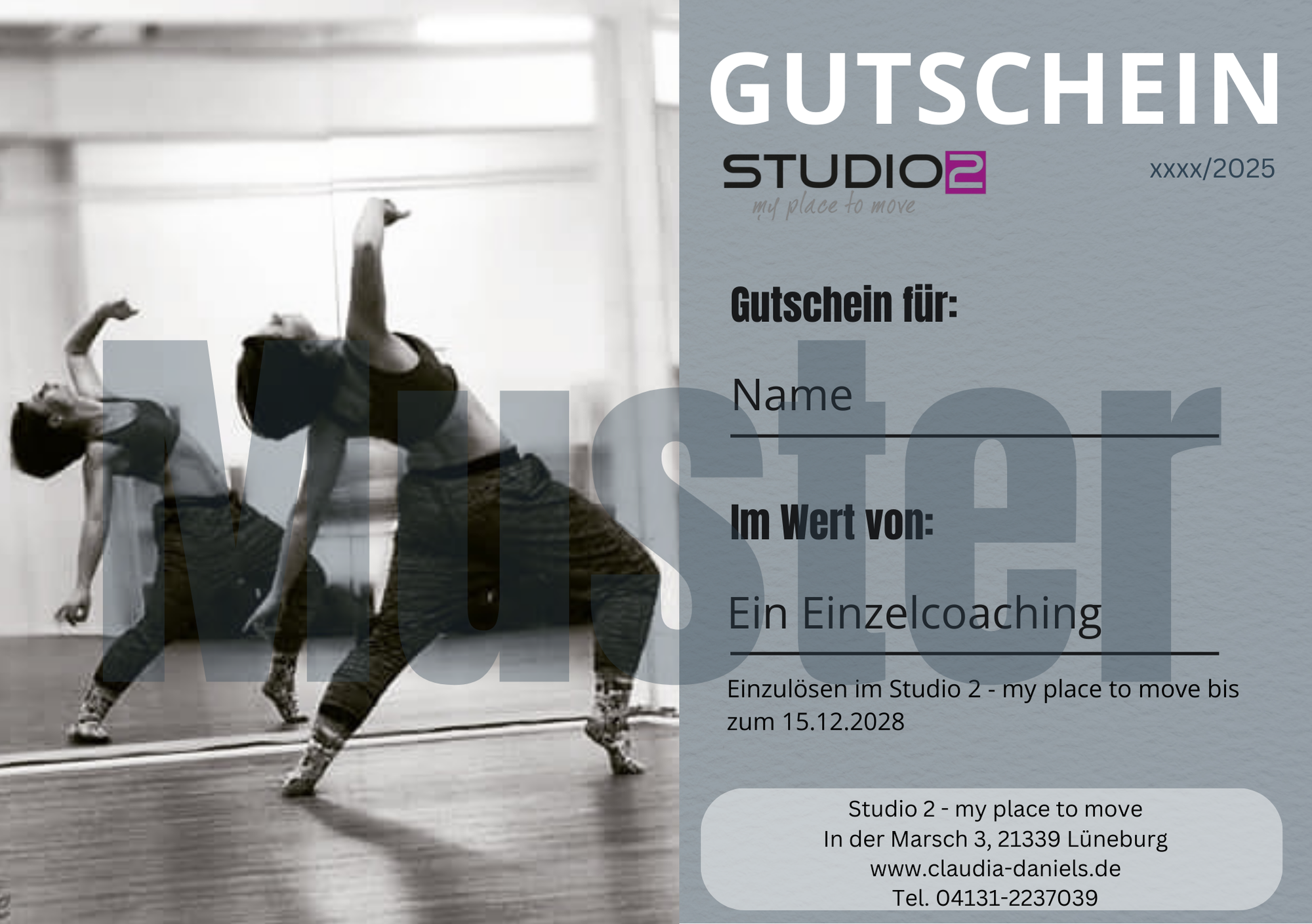 Geschenkgutschein 2 Geschenkgutschein Studio 2 - my place to move