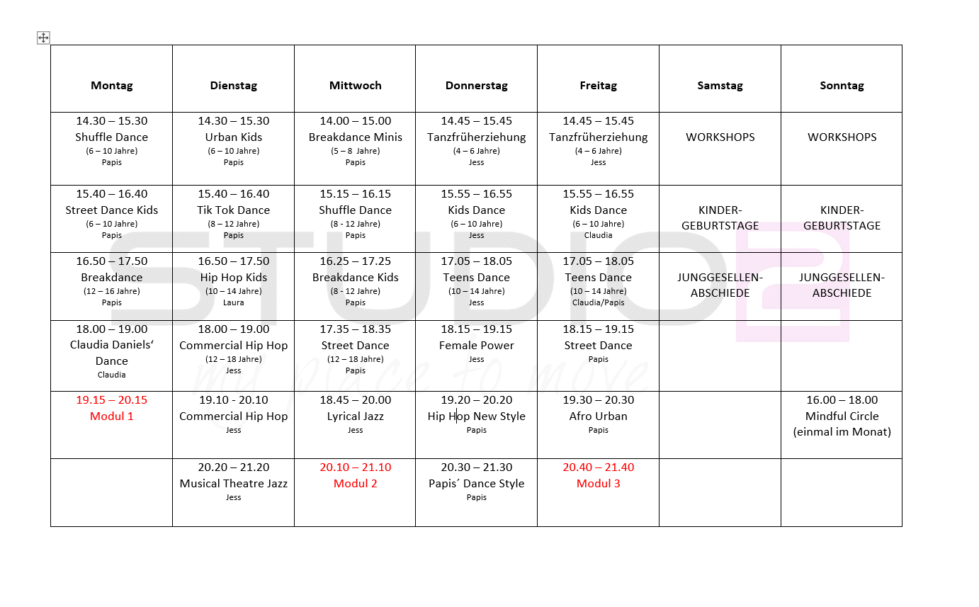 Kursplan 1 Kursplan Studio 2 - my place to move